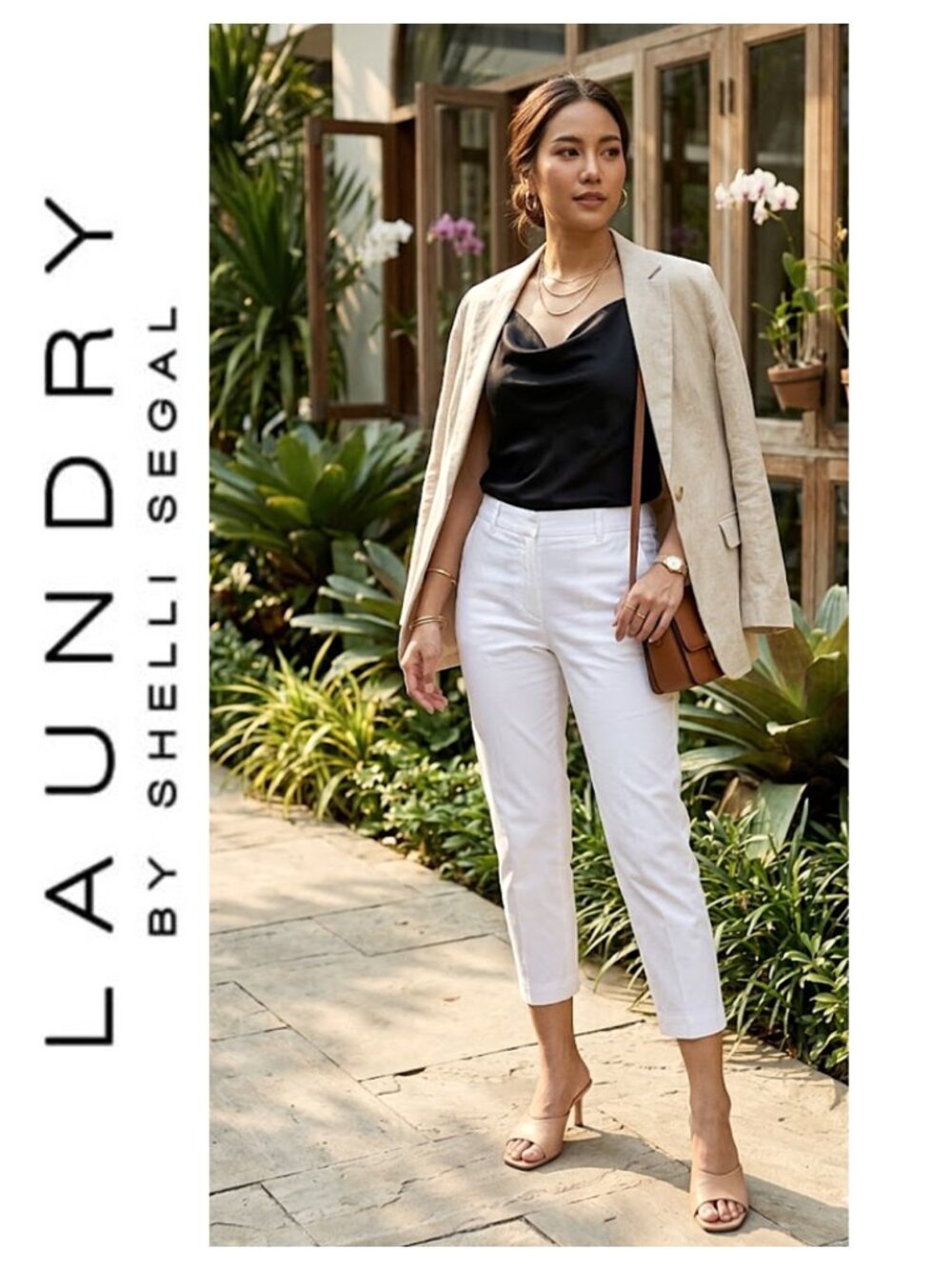 (3 for $30) LAUNDRY by SHELLI SEGAL - White cropped boyfriend style capris